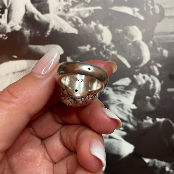 Unique Vintage Sterling Silver 925 Ring With Raised Textured Ball Size 7 - Picture 11 of 13